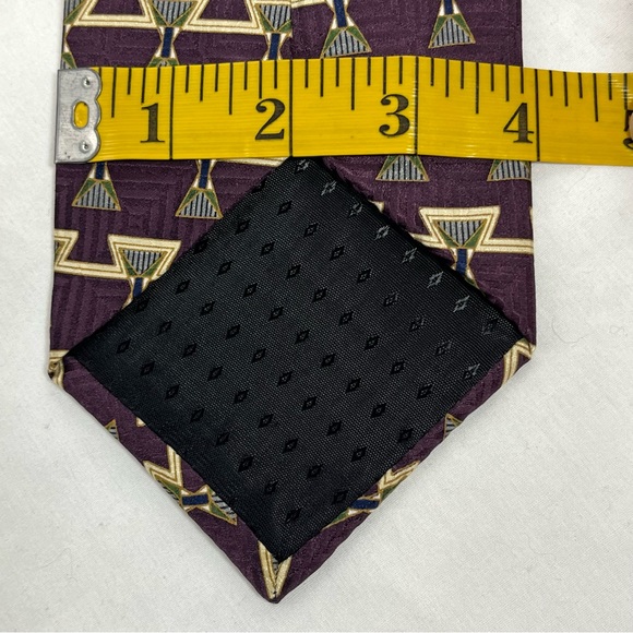 VTG Bill Blass Black Label Silk Tie Grape Gold Green - Picture 6 of 7